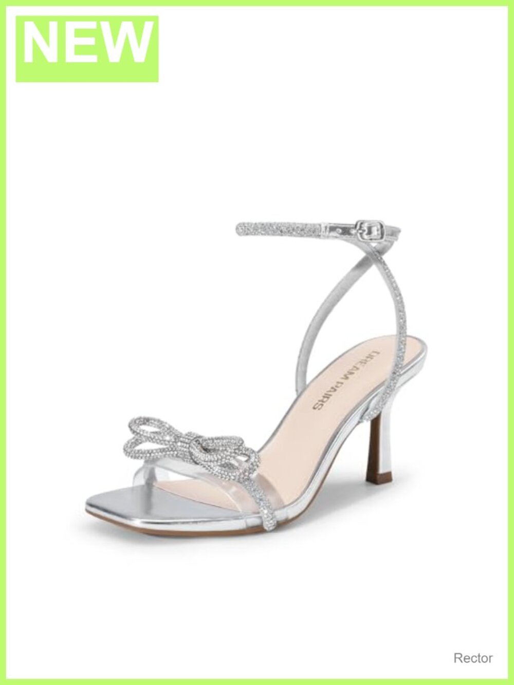 Rhinestone Ankle Strap Stiletto Heel Sandals Women Square Toe Wedding Party